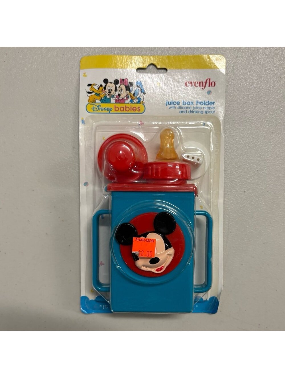 Vintage Evenflo Disney Babies Mickey Mouse Juice Box Holder NIP 1996 Baby Cup